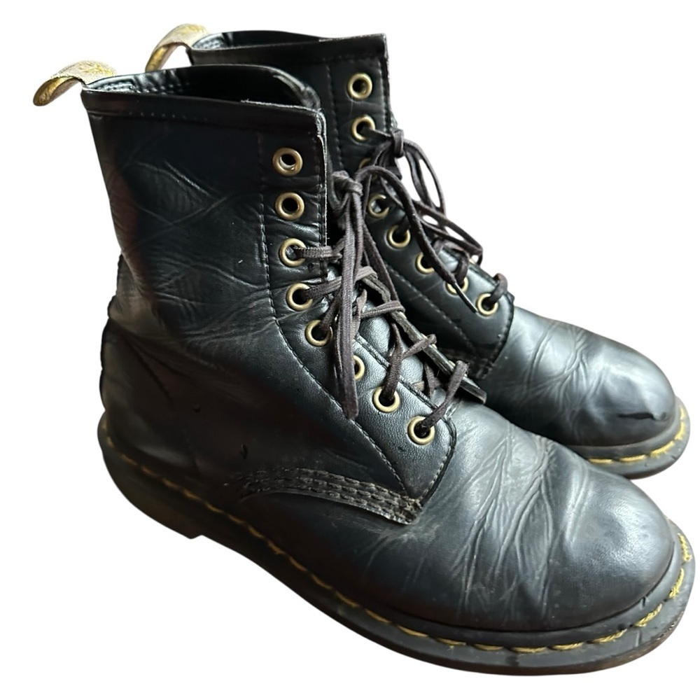 Doc Martens 14045 Vegan Leather Boots Black Combat Boots Size US 5M 7L